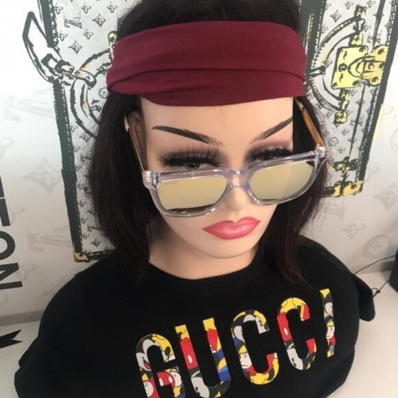 New Authentic Gucci GG0976S 004 Crystal Gold Mirror Oversized Sunglasses - Picture 5 of 11